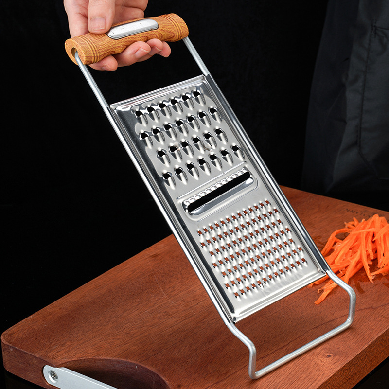 Wholesale stainless steel wood grain fruit and vegetable grater, radish grater, multi-functional slicer, grater, kitchen grater, potato grater Application Scenario