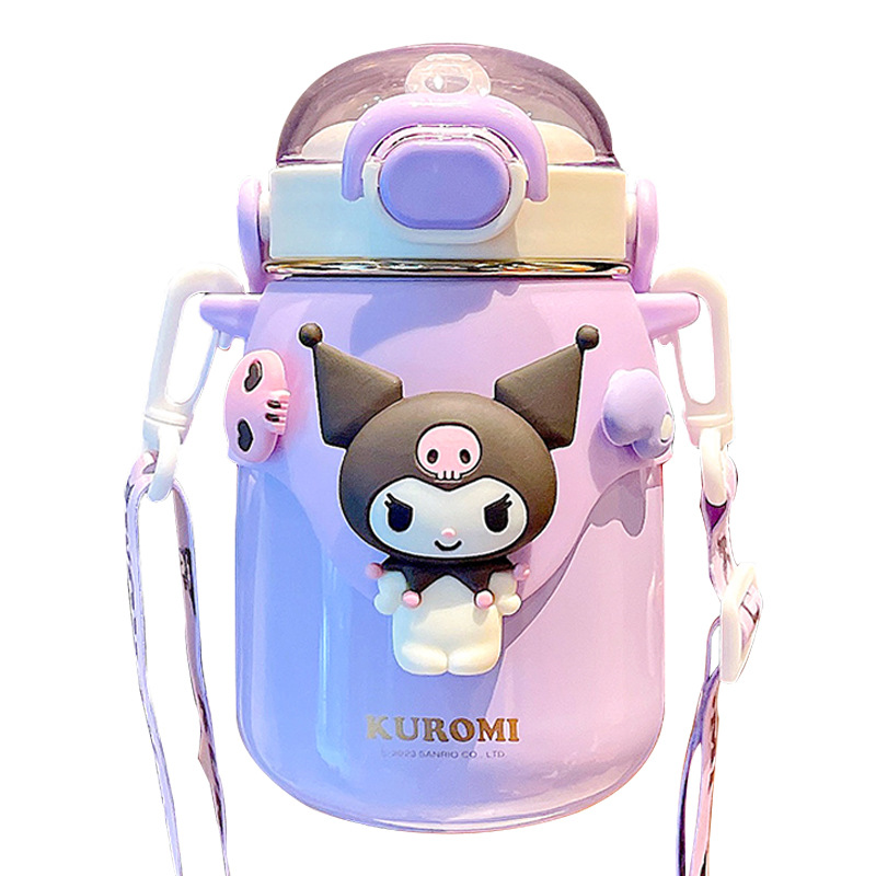 This high-appearance-level Sanrio collaboration water cup comes with an adjustable strap cup and a large-capacity, cute girls' insulated cup Item Picture