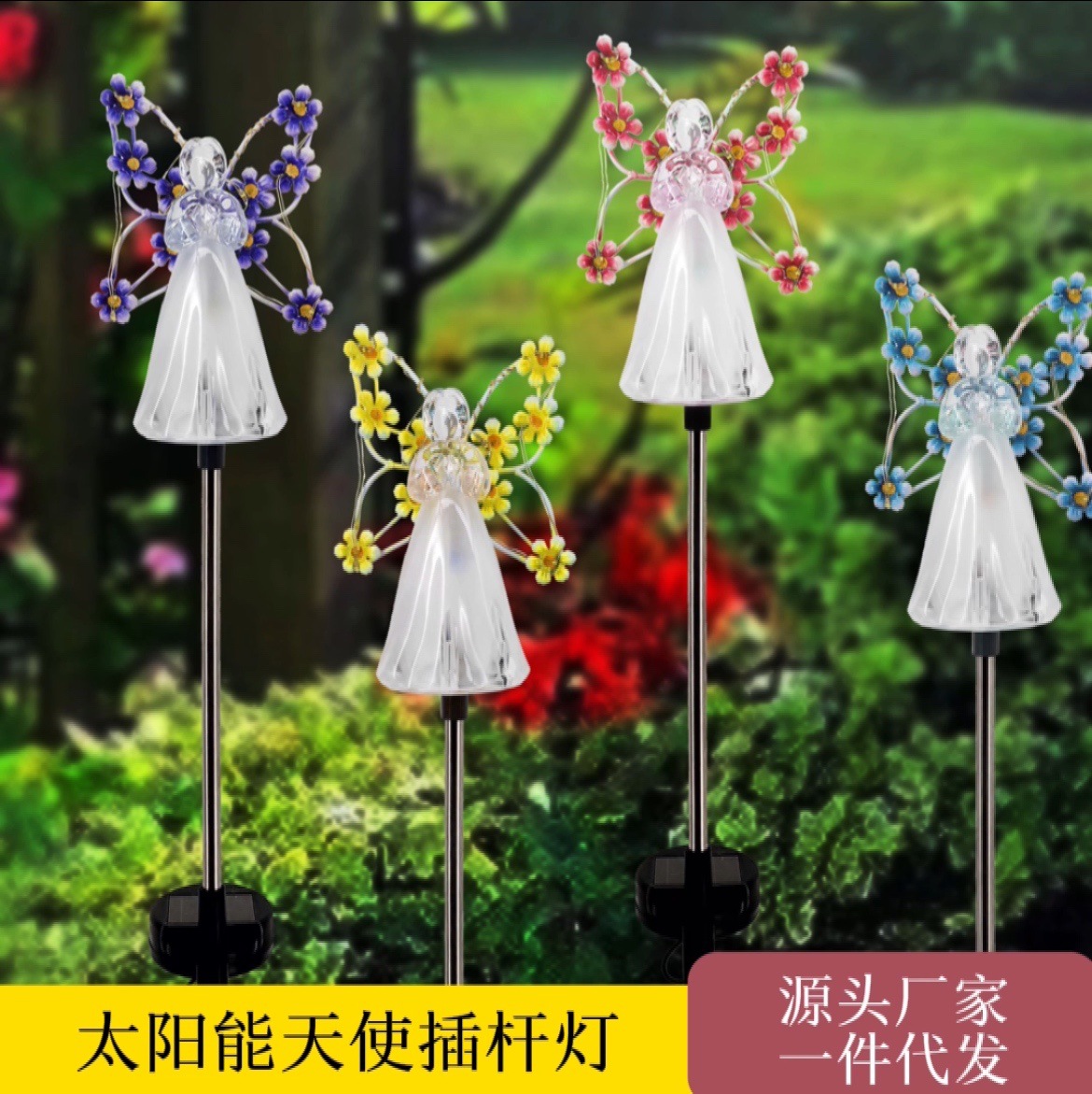 Solar-powered Angel Garden light, outdoor waterproof lawn pole light, LED villa courtyard decorative landscape light full figure