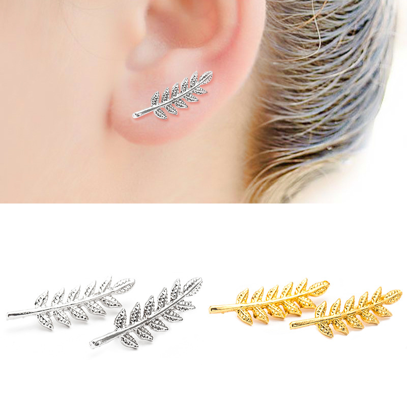 New fashionable and simple leaf-shaped ear studs and ear bone clips for women are selling well on AliExpress for European and American trade full figure