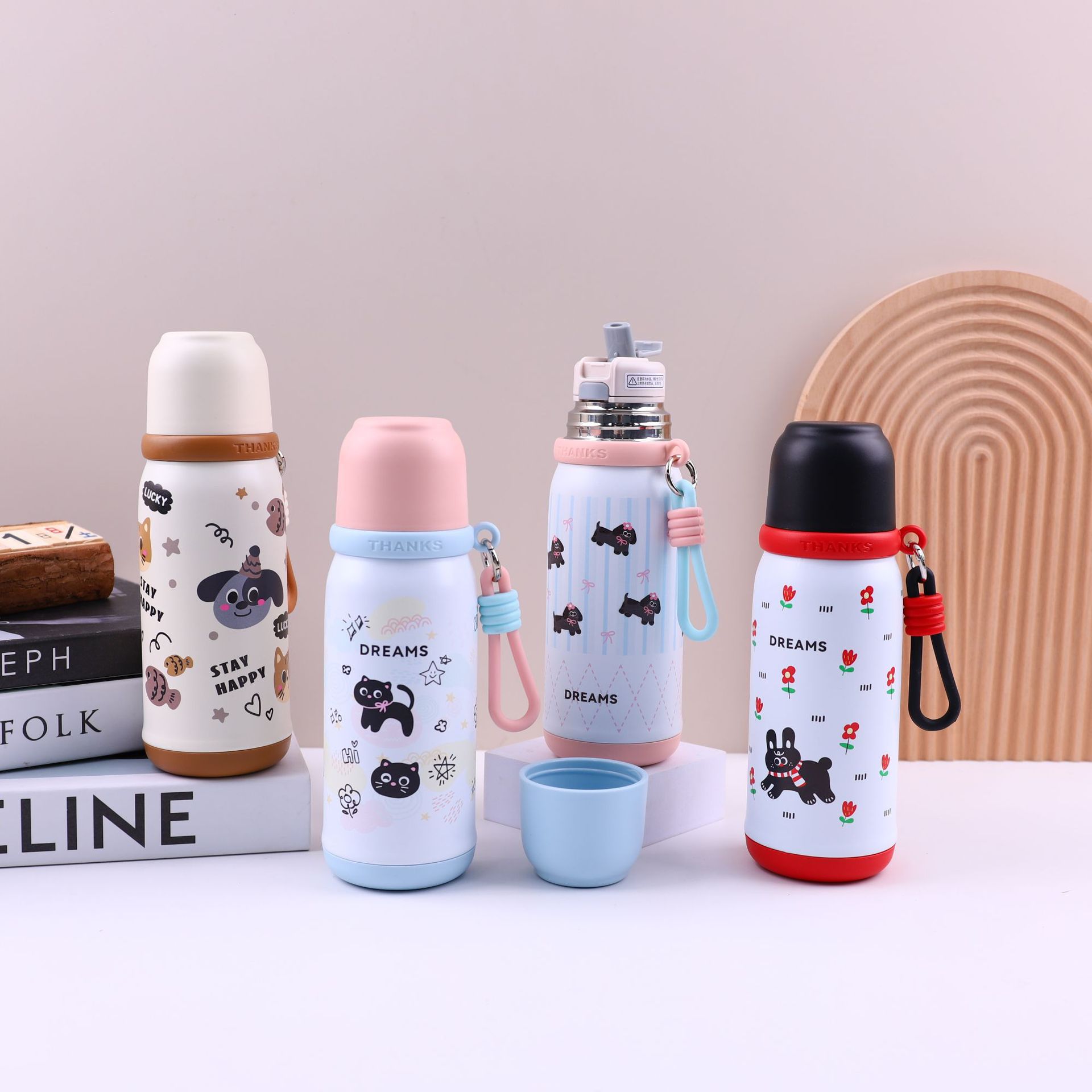 New 316 stainless steel insulated cup, high appearance level, sports double-drinking cup, student cartoon straw cup, Dream House details Picture