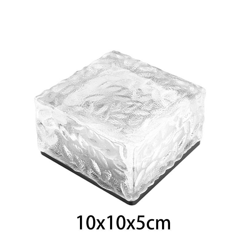 Solar garden lights, villa garden atmosphere night lights, decorative landscape lawn ice brick lights, glass square ground buried lights Item Picture
