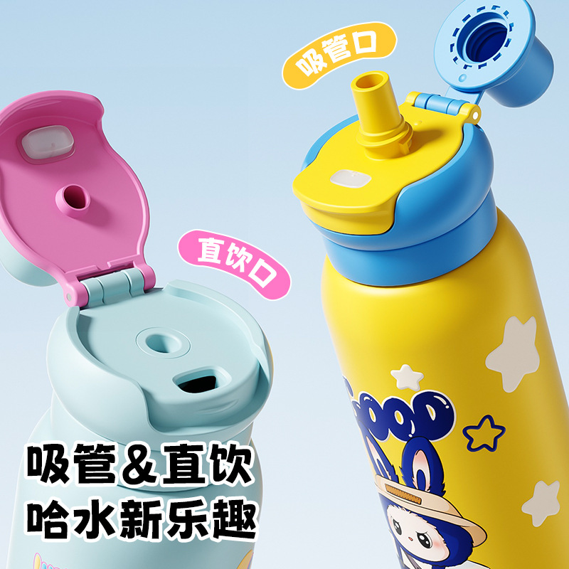 New cartoon 316 stainless steel insulated cup, cute large-capacity goddess cup, outdoor portable straw sports water bottle Specification drawing