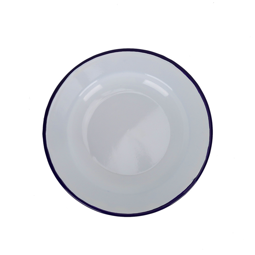 The manufacturer sells 24cm vintage enamel plates and 20cm Western-style enamel plates in stock, which are durable Application Scenario