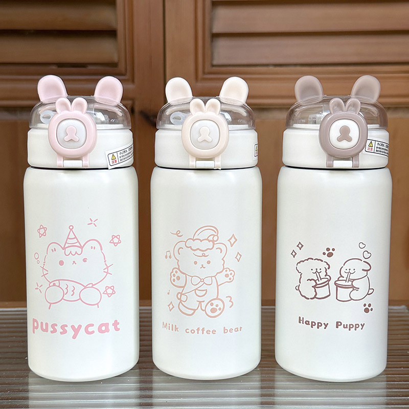 This thermos cup is a popular food-grade bestseller for students, featuring a high level of appearance, a portable ins style with a straw Specification drawing