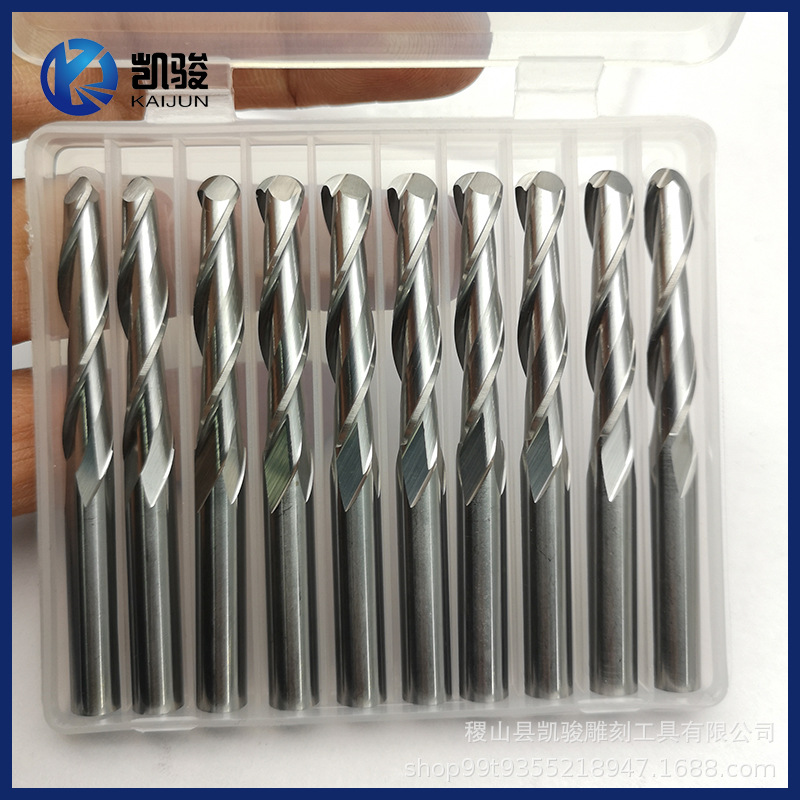 Kaijun double-edge helical ball end mill CNC tool engraving machine tool 6mm woodworking relief tungsten steel engraving knife details Picture