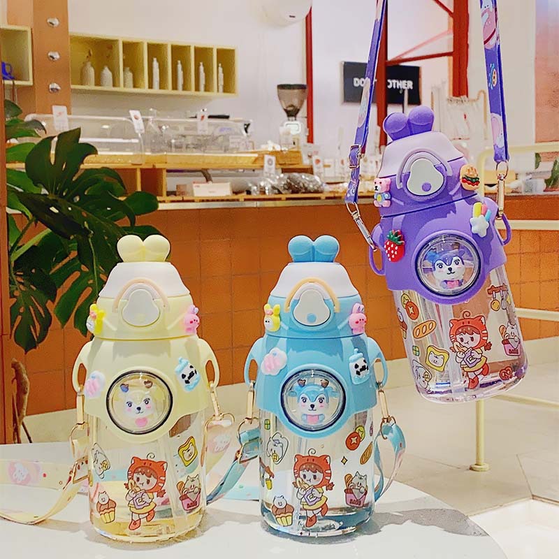 Cross-border new summer products: High appearance level, cute rabbit straw cup, cartoon outdoor sports, large capacity water cup full figure