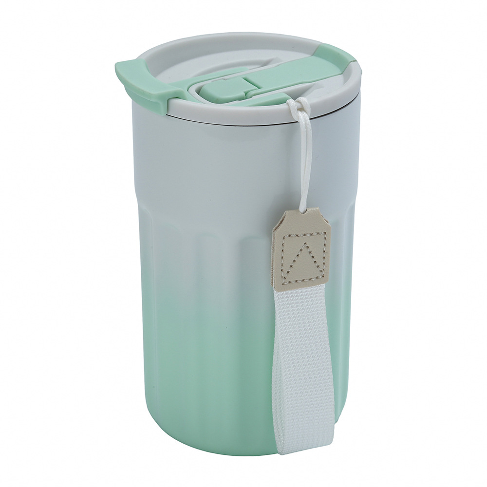 Cross-border factory direct supply gradient color one-lid double-drinking insulated cup, high appearance level coffee cup, ins style office water cup Item Picture