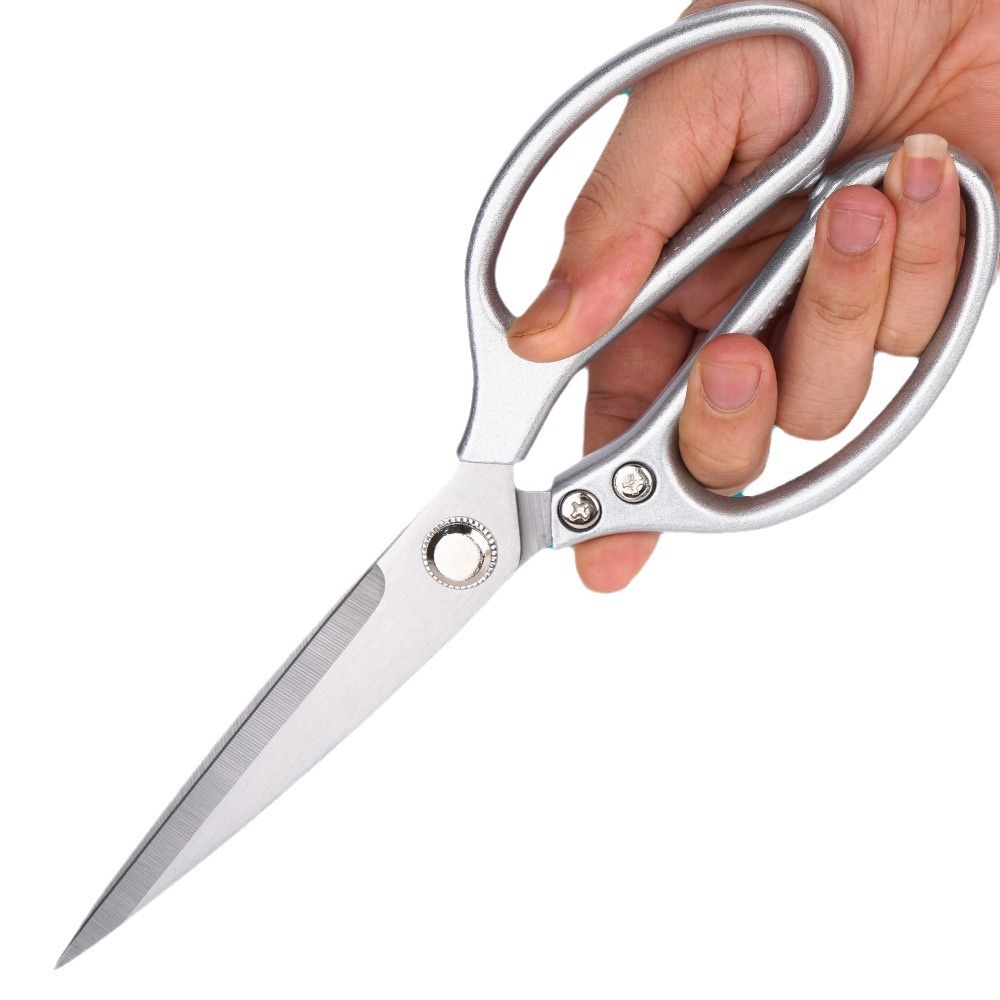 Stainless steel powerful kitchen barbecue scissors for cutting chicken and fish, extended and thickened, scalding and rust-proof food scissors Item Picture