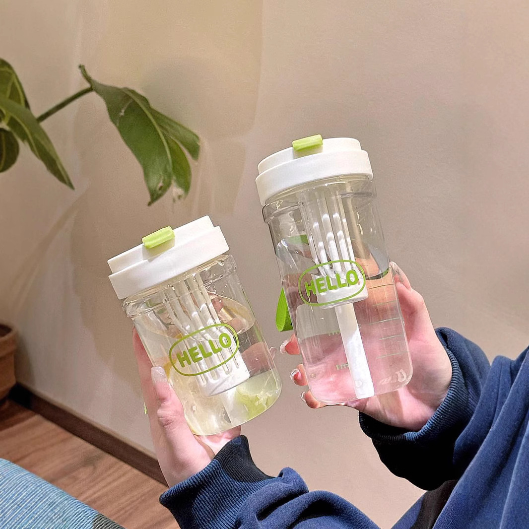 New portable coffee water cup for summer outings, tea and water separation dual drinking cup, men's and women's tea cup for work Specification drawing