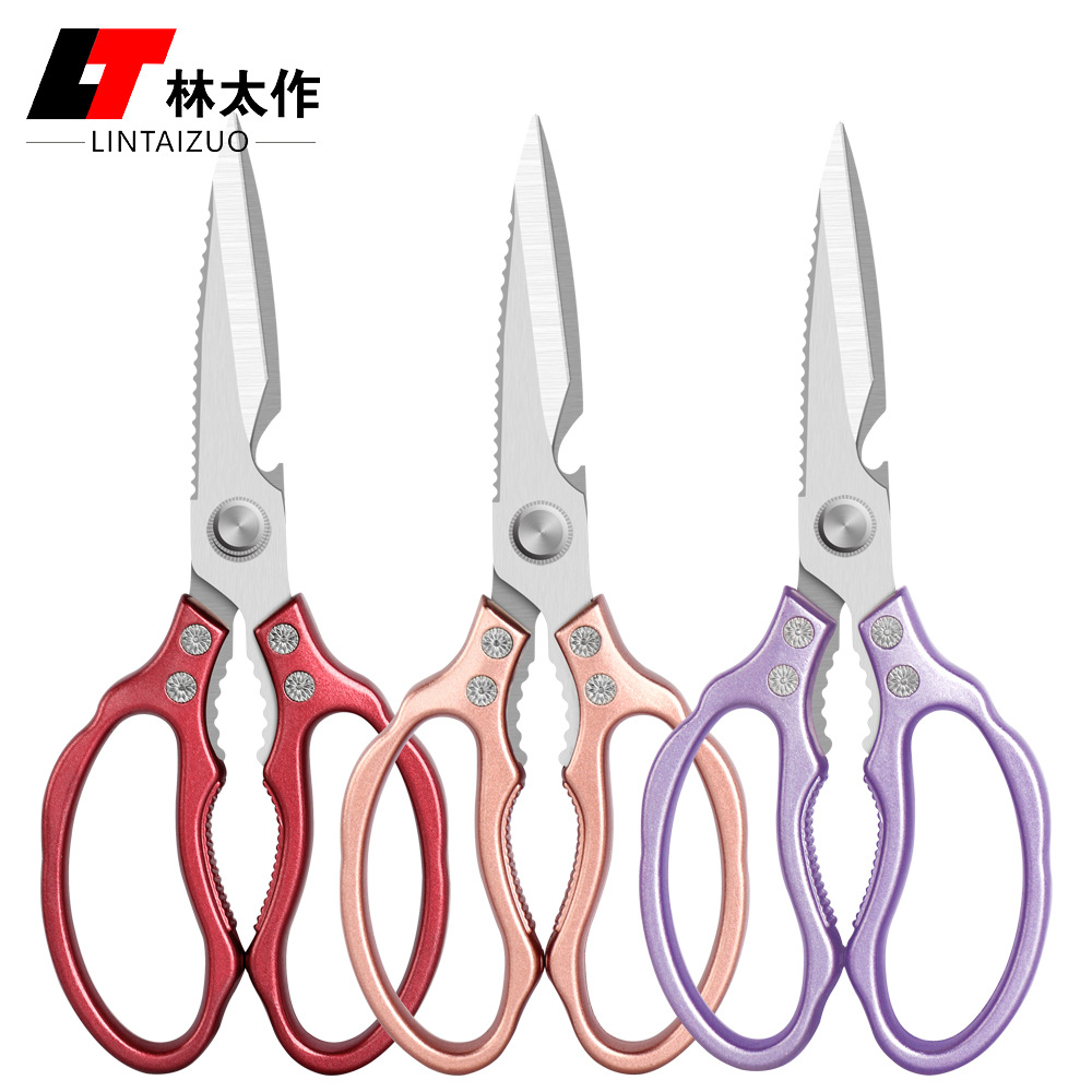 Factory direct sales of kitchen scissors, powerful multi-functional stainless steel chicken bone scissors, Daji all-steel large scissors for household use full figure