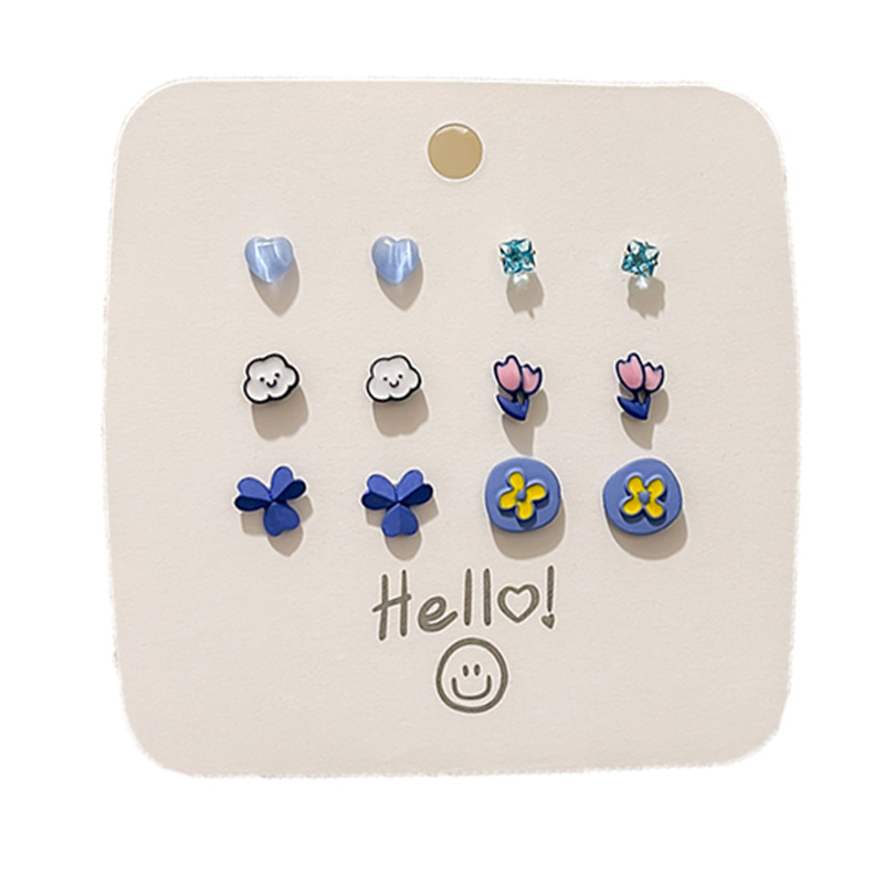 Summer new small-flower stud earrings, a complete set of sweet and versatile simple earrings for students, cute and small earrings for women, wholesale Item Picture