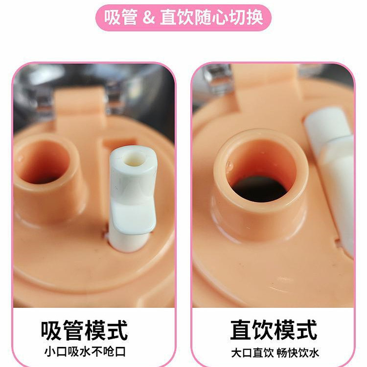 Children's plush toy, energetic straw cup, summer high appearance level, large-capacity portable water cup, double-spout water bottle for students and children Application Scenario