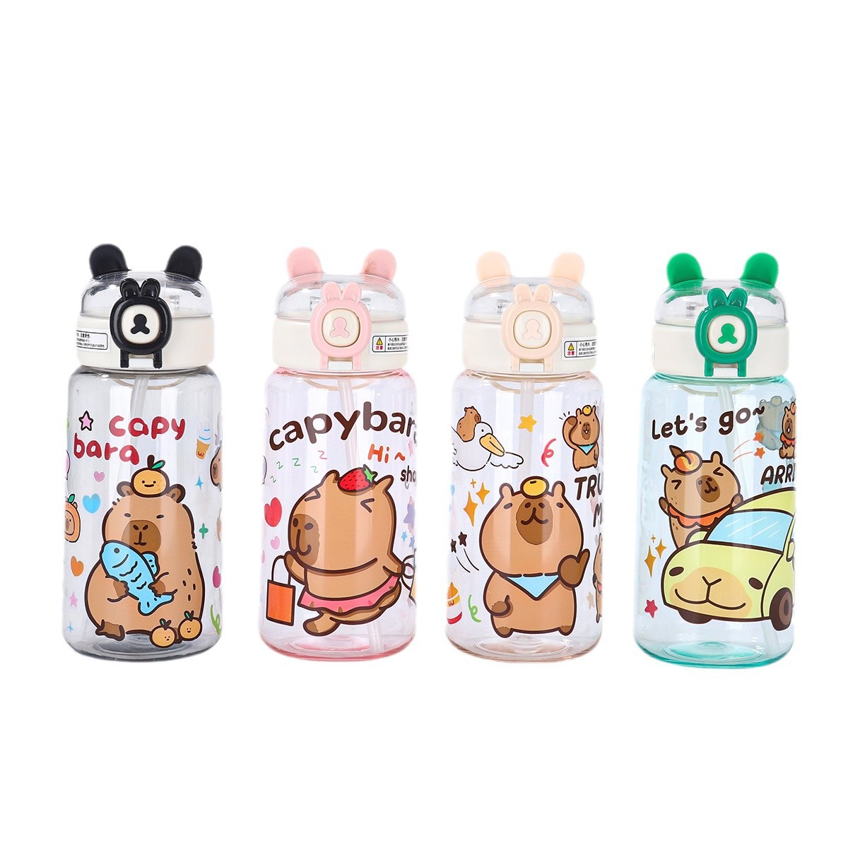 Wholesale of new Kapipala plastic cups, large-capacity cartoon straw cups, children's outdoor portable sports water bottles Item Picture