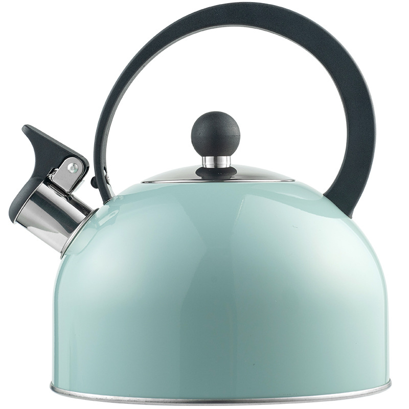European and American kitchenware flat-bottomed sounding water kettle, 2.5L Amazon sky blue spray-painted sounding water kettle for boiling tea and coffee Item Picture