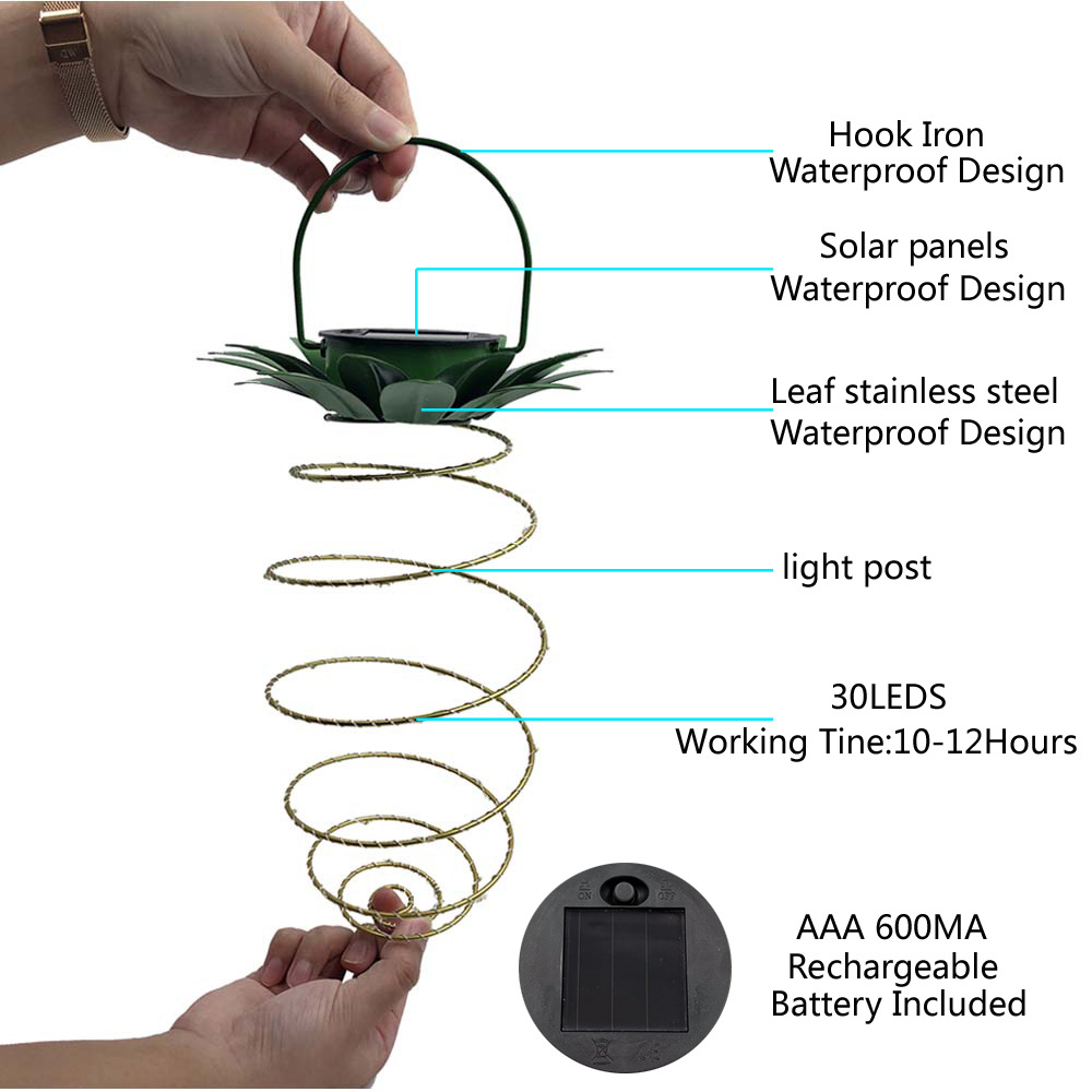 Cross-border bestsellers: Solar pineapple lanterns, iron art lanterns, led copper wire light strings, outdoor waterproof garden decorative hanging lights Application Scenario