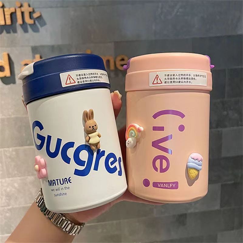 2023ins Simple Ton Water Cup, Portable Children's Straw Cup, Coffee Cup, 316 Stainless Steel Insulated Cup, Car Gift box Application Scenario