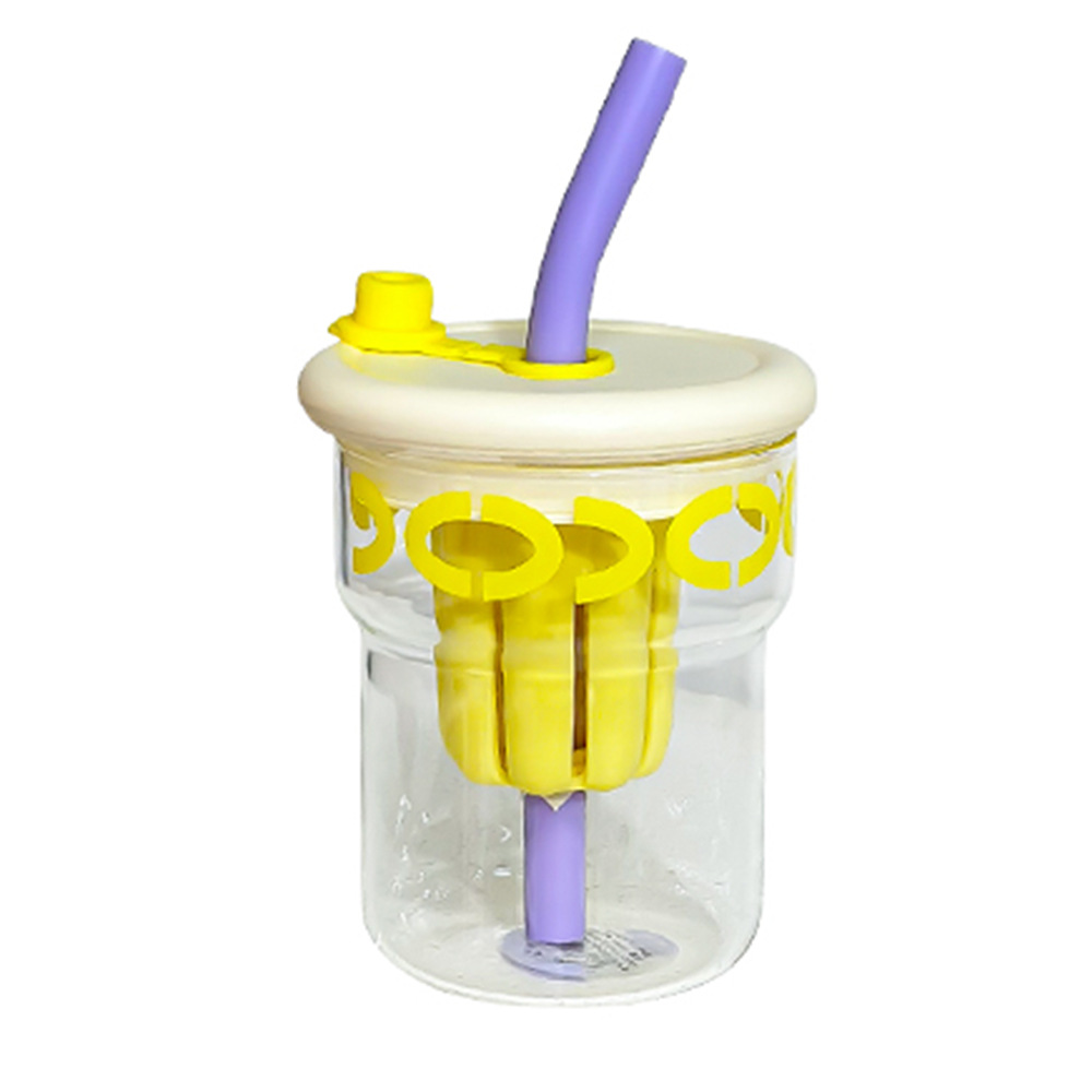 ins simple office coffee cup with filter, high-temperature resistant glass cup, high appearance level couple tea brewing straw cup gift Item Picture