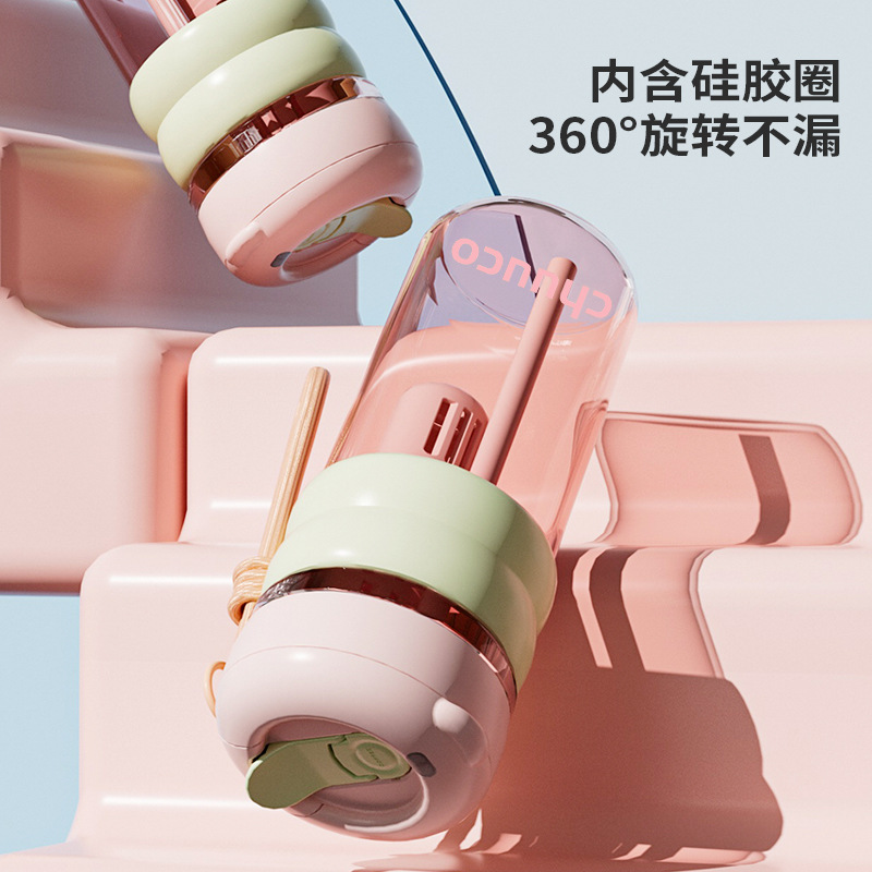 Dopamine dual-drink flower tea straw cup, creative large-capacity portable drinking cup, popular leak-proof, cute student, anti-drop details Picture
