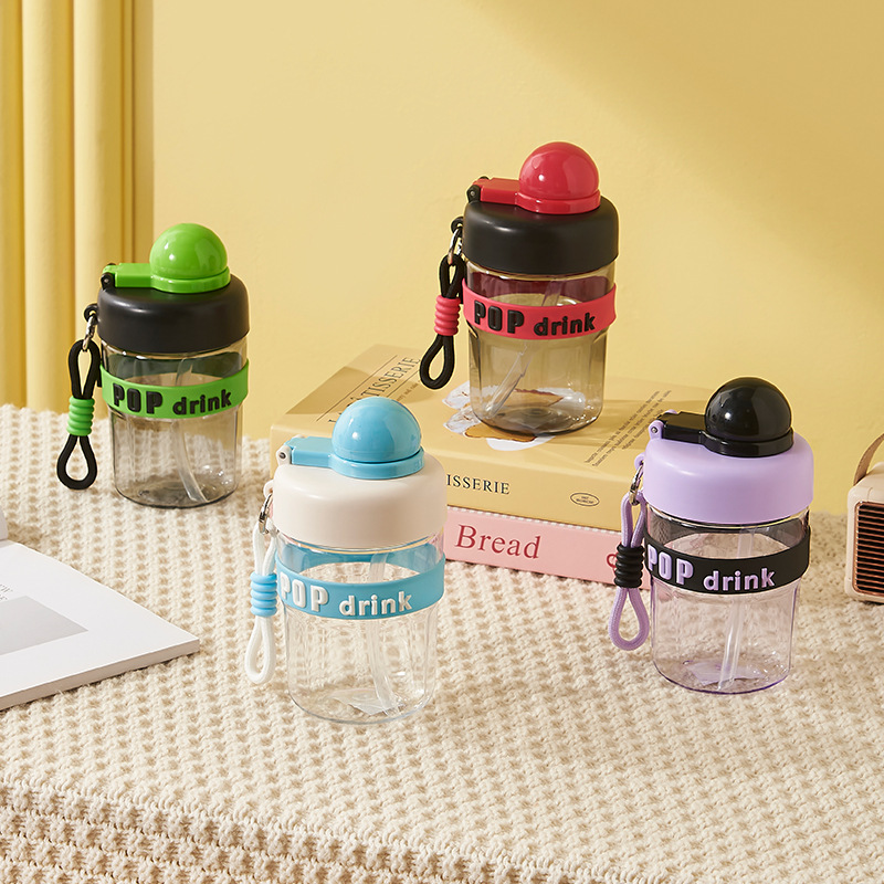 Fuxing internet-famous coffee cup, dopamine High appearance level, double-drinking cup, cute letter children's water cup, plastic cup full figure