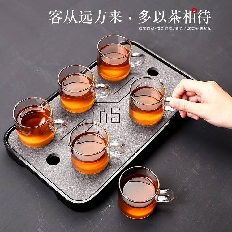 Wholesale square high borosilicate glass cups with handles, transparent creative water cups, student gift tea cups, colored handles, and tasting cups Specification drawing