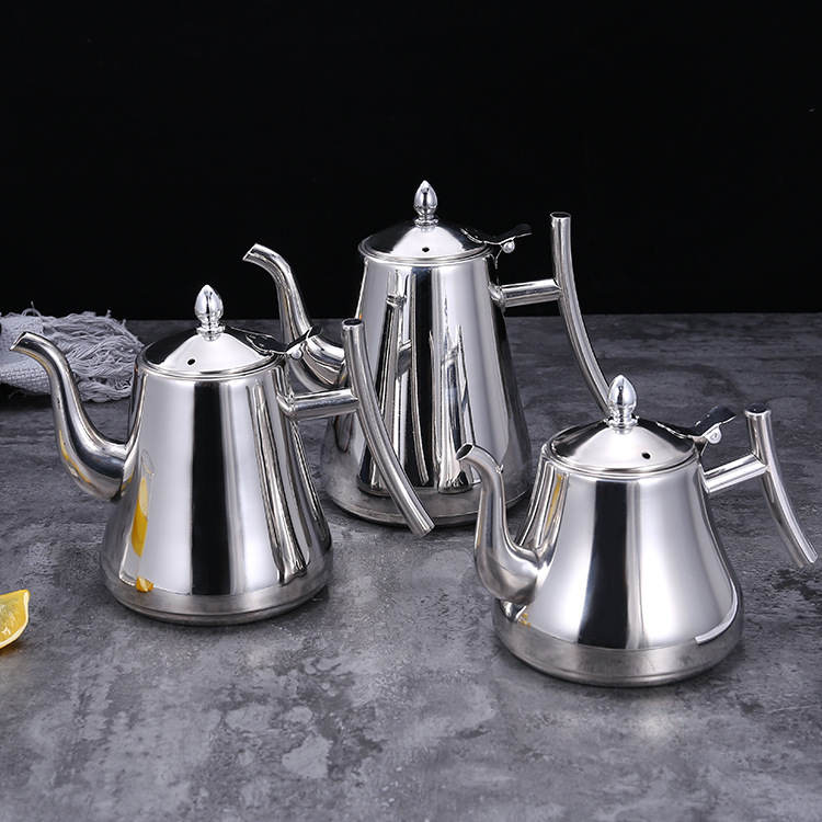 Wholesale of thickened stainless steel kash kettles, flower teapots with filters, universal kettles for hotels, restaurants and tea houses full figure
