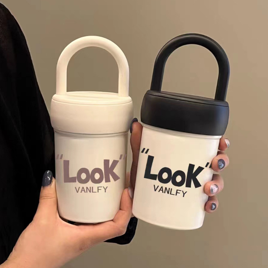 Travel coffee cup, stainless steel insulated cup, high appearance level, simple and portable hand-held cold preservation cup for girls full figure