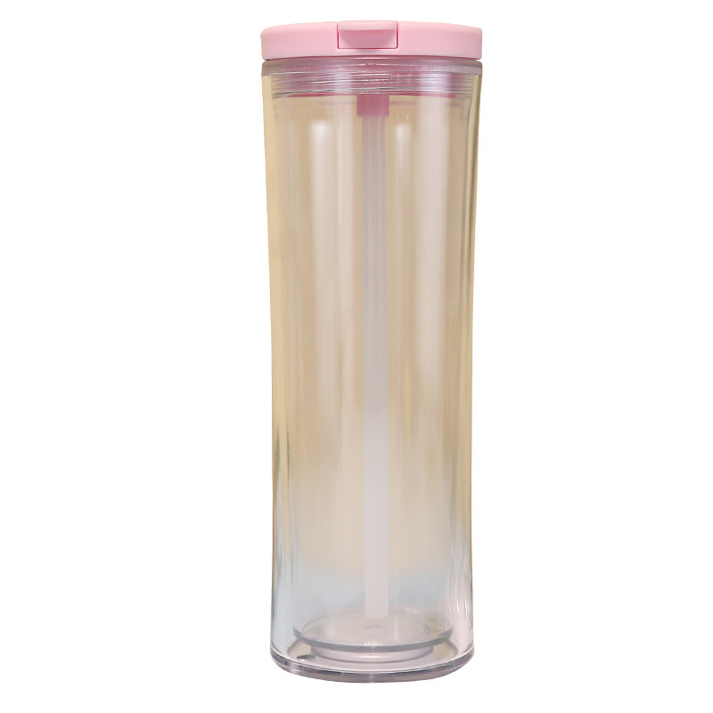 New simple indoor household drinking cup, double-layer insulated straw cup, straight screw cap water cup 710ml wholesale Item Picture
