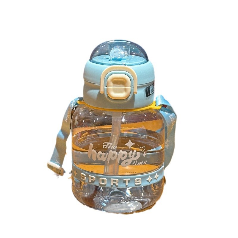 The new summer internet-famous cute water cup, portable sports large-bellied cup, high appearance level, double-drinking straw cup for male and female students Item Picture
