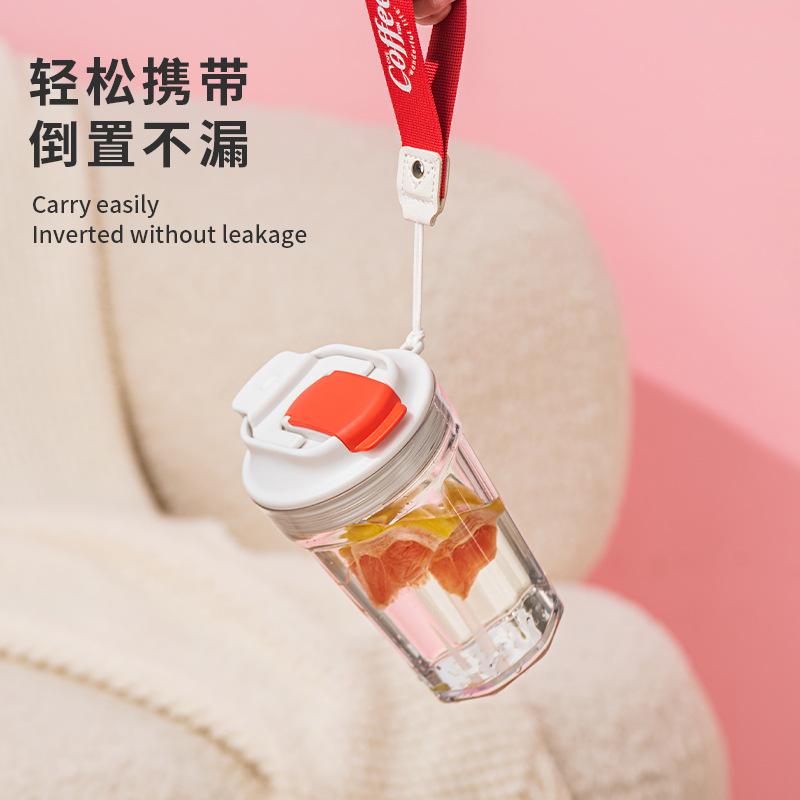 Coca-Cola co-branded popular coffee cup, portable straw cup, children's water cup, summer high appearance level plastic cup Specification drawing