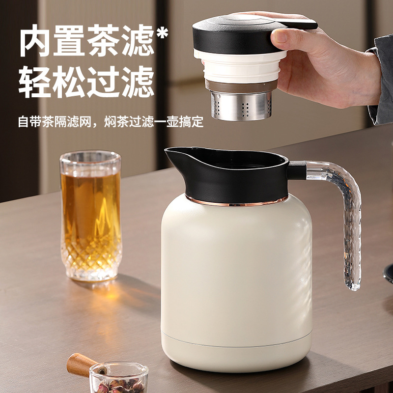304 Smart temperature-showing insulated kettle, stainless steel stewed kettle, aged white tea stewed kettle with filter, large-capacity thermos kettle Specification drawing
