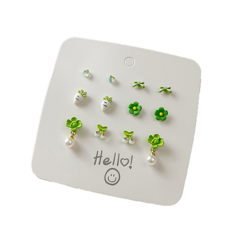 Silver needle stud earrings set for women, 2024 new Stylish earrings, bestsellers, versatile for daily use, small student earrings wholesale Item Picture
