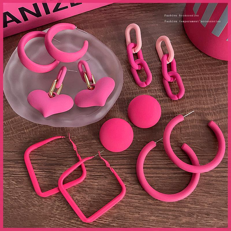 Dopamine rose pink earrings for women exude a sense of sophistication and make the face look better. Small ear studs, a new bestseller in 2025, versatile earrings and earrings full figure