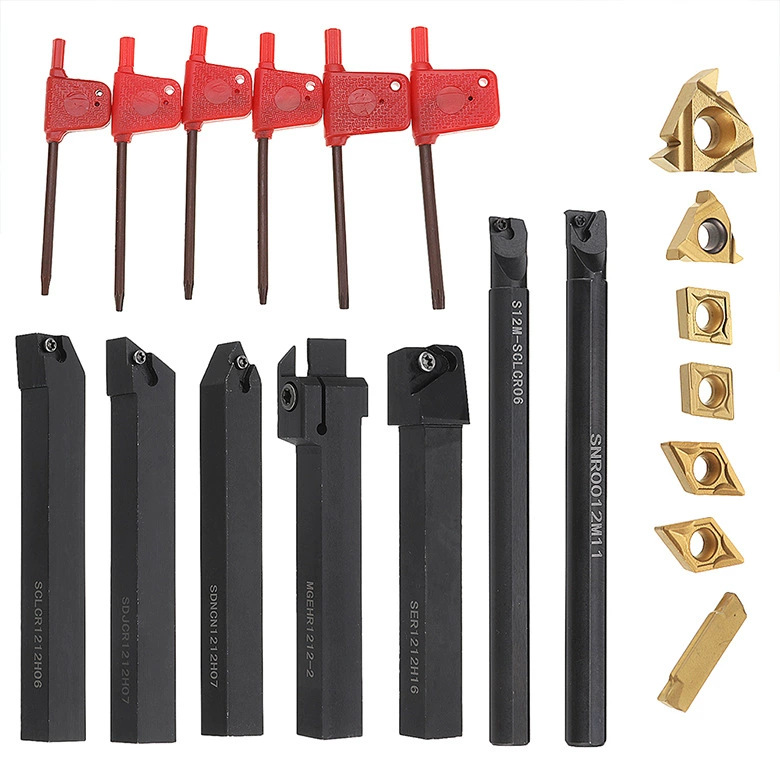 Cross-border bestseller 7-piece 12mm turning tool set, featuring 7 tool holders and 7 inserts details Picture