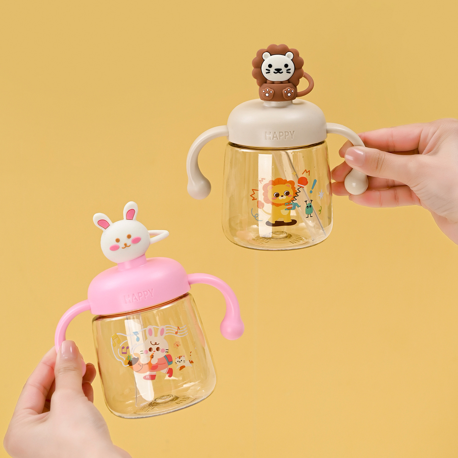 Children's milk cup, graduated direct drinking straw cup, milk learning drinking cup for babies aged 1 to 3 and above, high-temperature resistant milk bottle Application Scenario