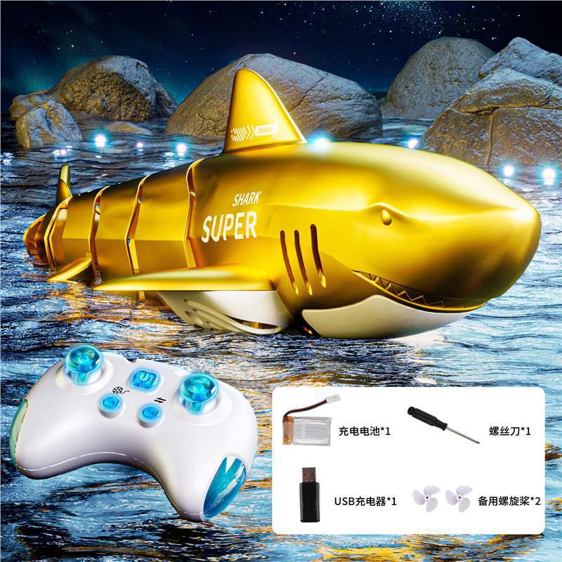 Electric shark remote control shark toy, underwater real mechanical fish boy with camera, water remote control boat full figure