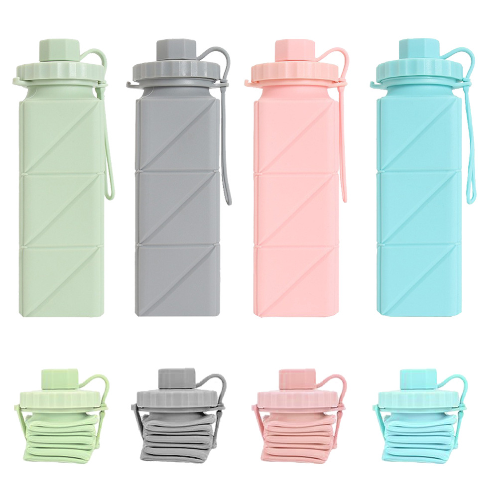 Cross-border silicone folding water cup, outdoor portable retractable water cup, sports handle diamond-shaped water bottle, water bottle Specification drawing