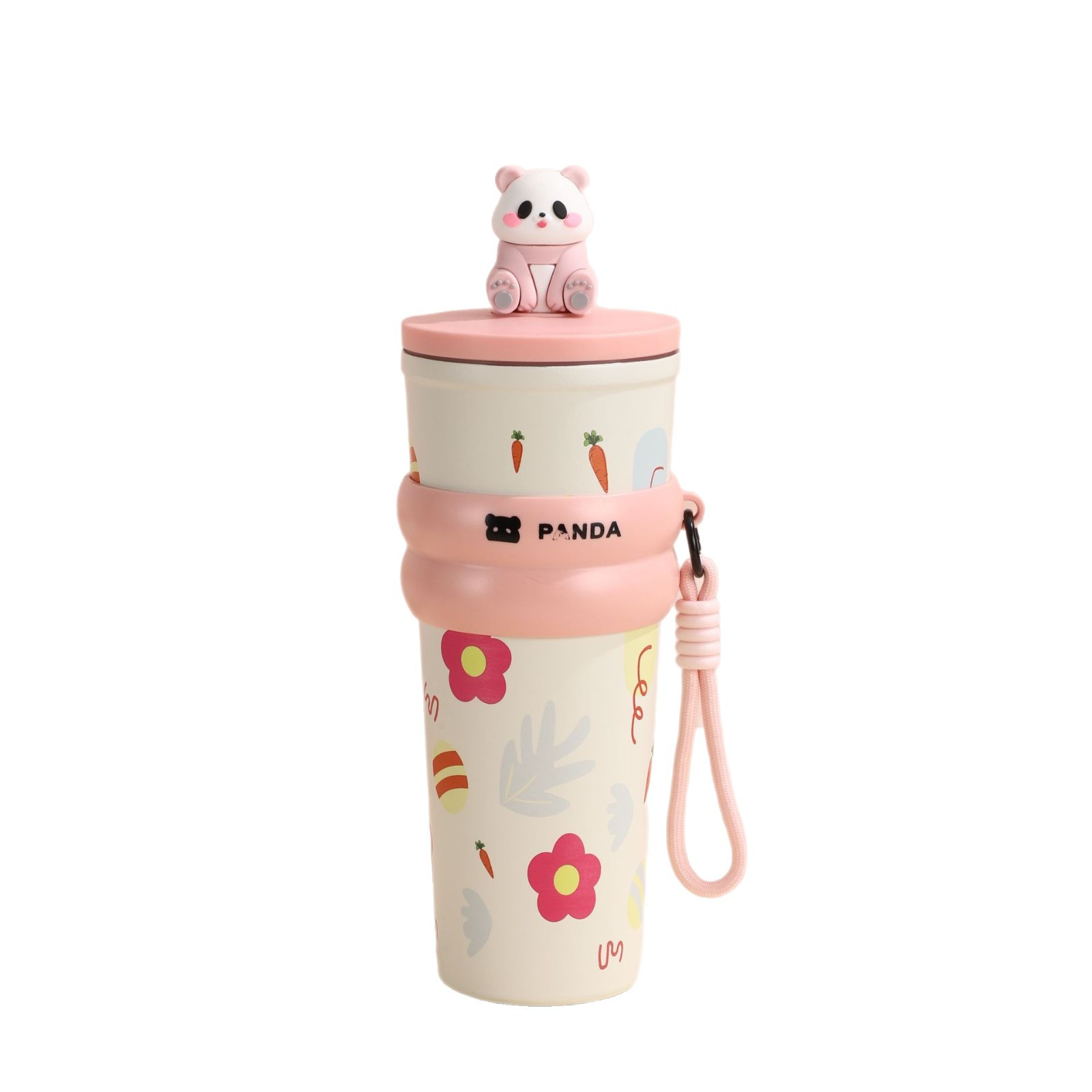 Cute panda Ice King Cup, 316 stainless steel insulated cup, student cartoon, high appearance level, portable car straw water cup Item Picture