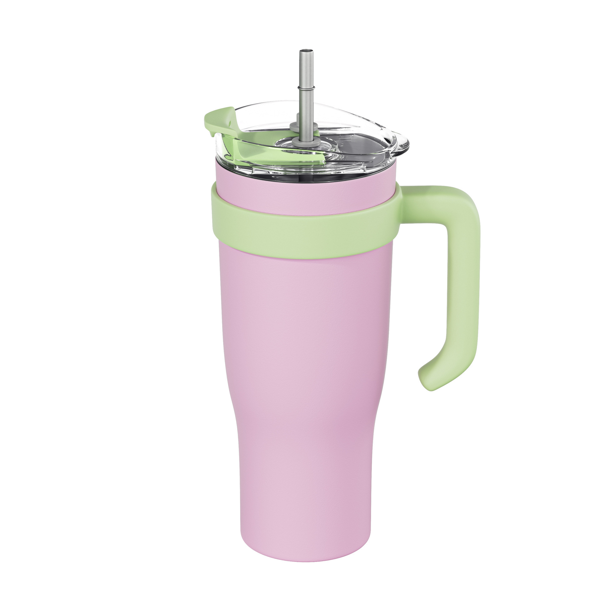 Customized stainless steel 40oz handle car cup, 304 vacuum insulated cup, large-capacity ice king water cup with straw Item Picture