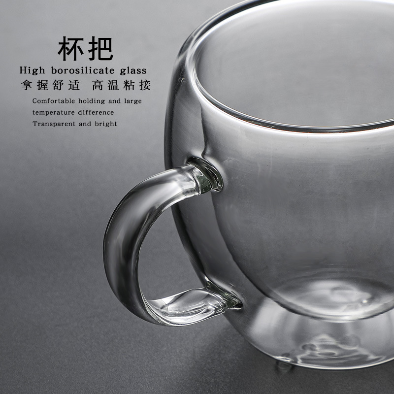 Double-layer high borosilicate coffee cups with saucers, glass water cups, office cups and tasting cups, 80ml set in stock Specification drawing