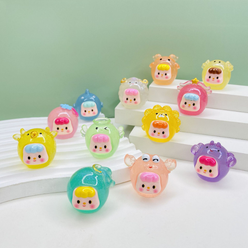 Resin decorative items, luminous micro-landscape decorative items of the twelve zodiac signs, children's trendy blind bags, diy decorative accessories wholesale full figure