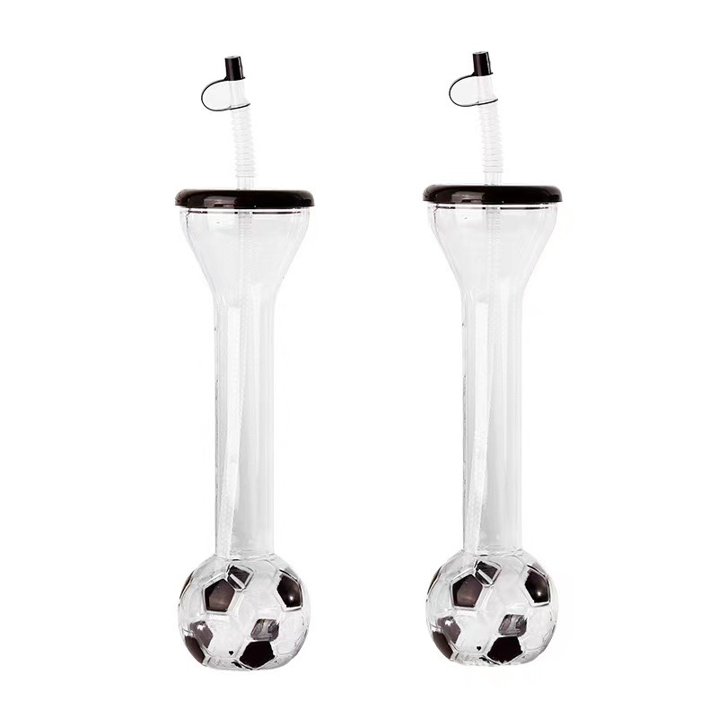 Simple, fashionable and creative cartoon cup, disposable plastic straw cup, popular milk tea and juice bottle, new football style details Picture