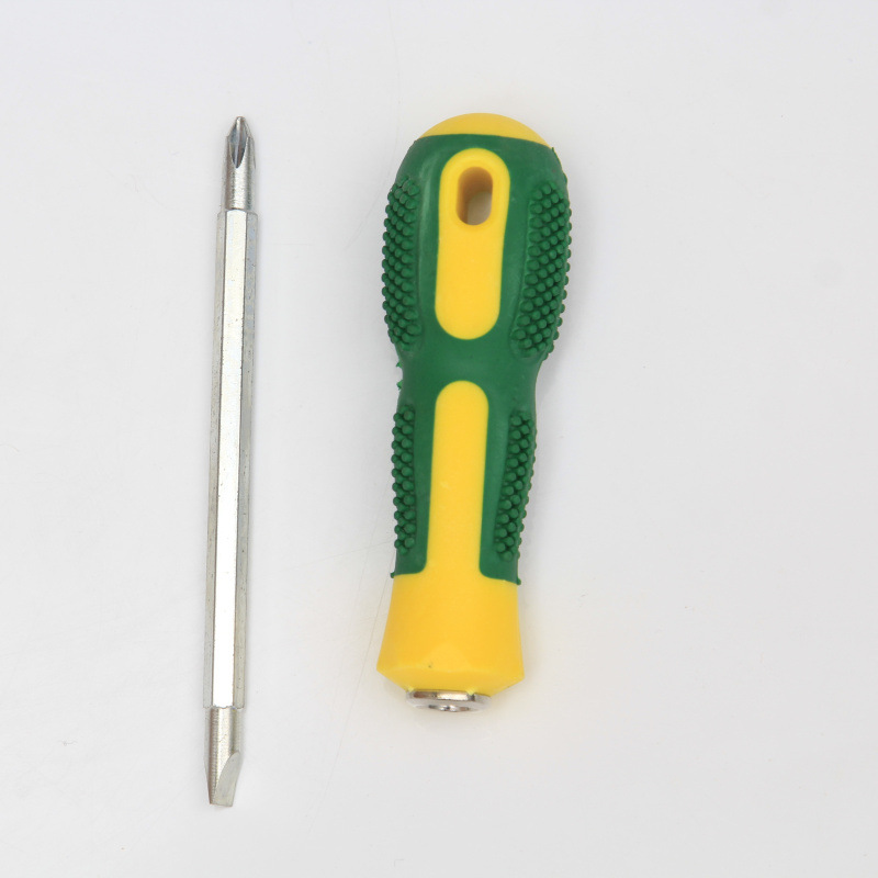 Screwdriver manufacturer wholesale massage handle dual-purpose screwdrivers with cross and straight burrs, 4-inch dual-purpose screws Specification drawing