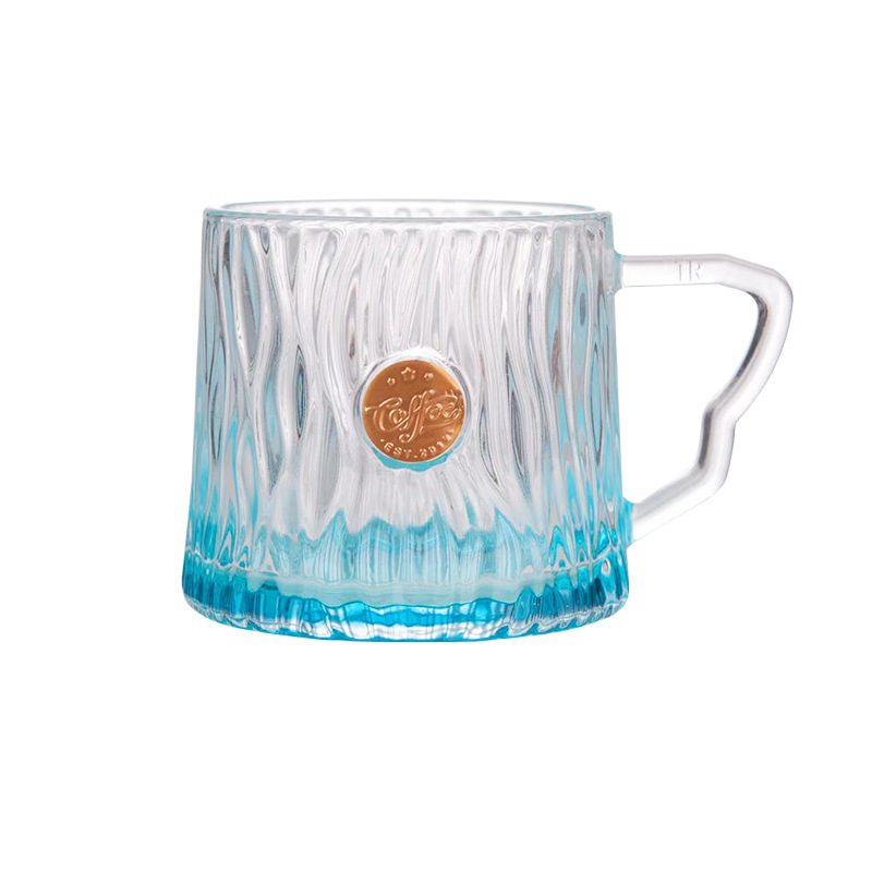 Summer new products: High appearance level office water cup, corrugated glass cup, large-capacity transparent water cup Item Picture