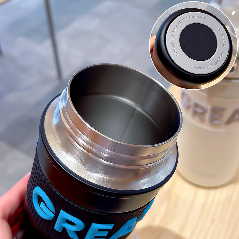 High appearance level straw water cup, girls' insulated cup, portable coffee cup, simple and cute double-drinking insulated cup, new style Specification drawing