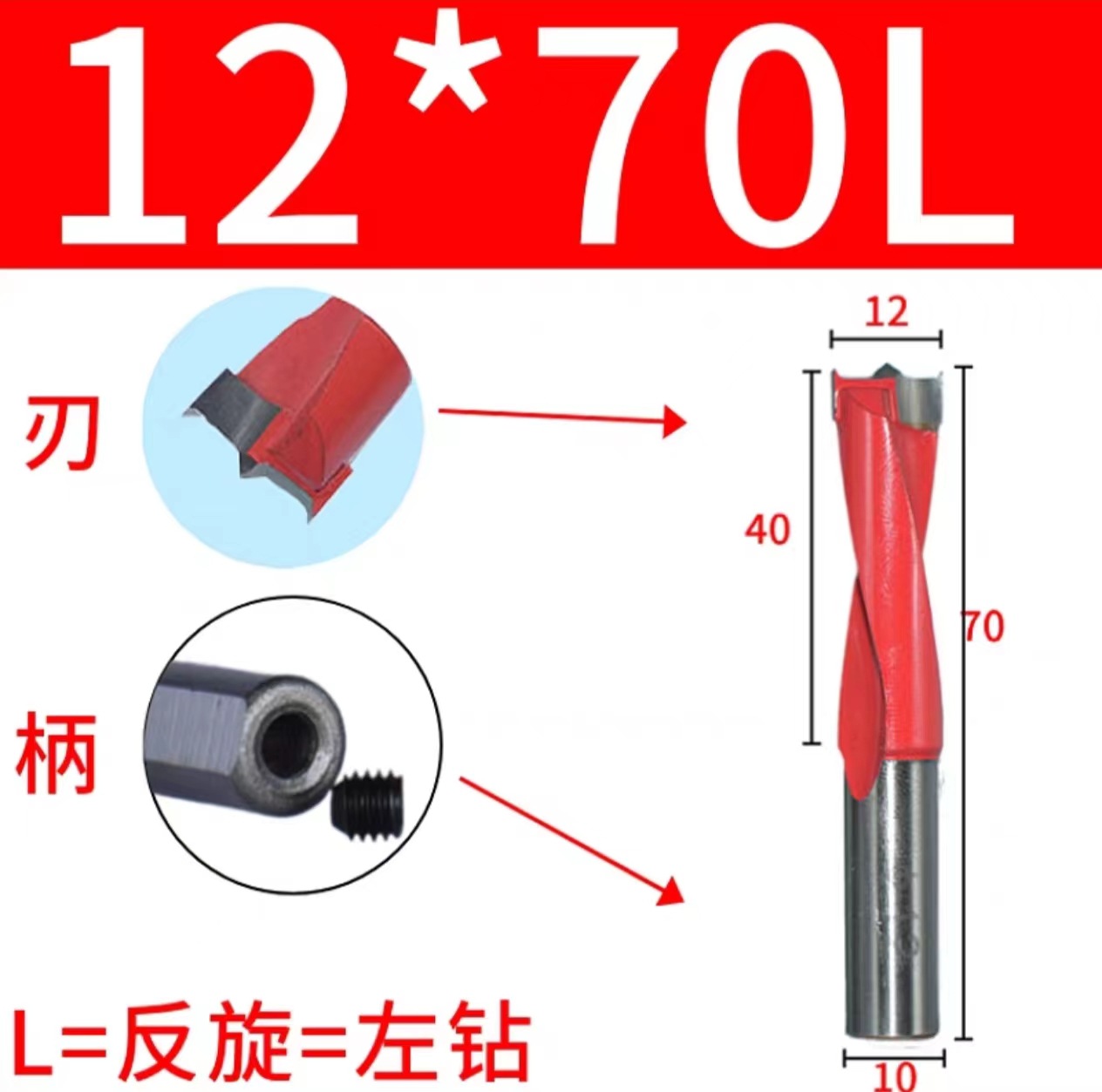 Woodworking hole drill bit, two-edge row drill, alloy drill bit, row drill, drill bit, hole opener, three-in-one, 2-15mm row drill undefined