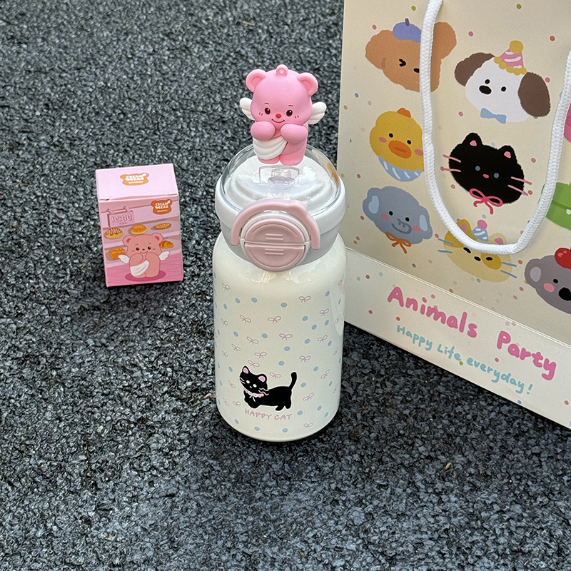 Anime cute cat insulated cup, ins student water cup, 316 fresh cup, portable, high appearance level, small insulated cup Specification drawing