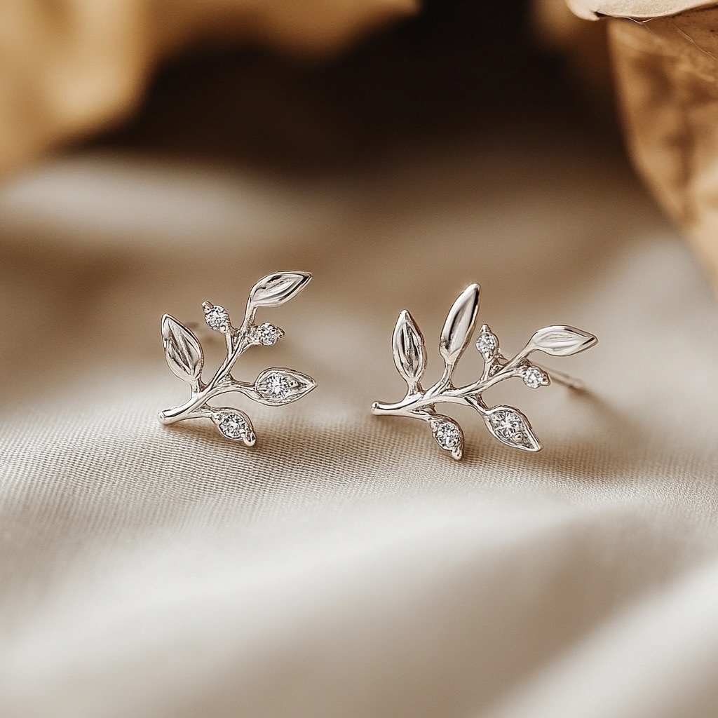 European and American cross-border jewelry, ins leaf stud necklace set, simple and versatile spring and summer jewelry accessories, collarbone chain for women details Picture