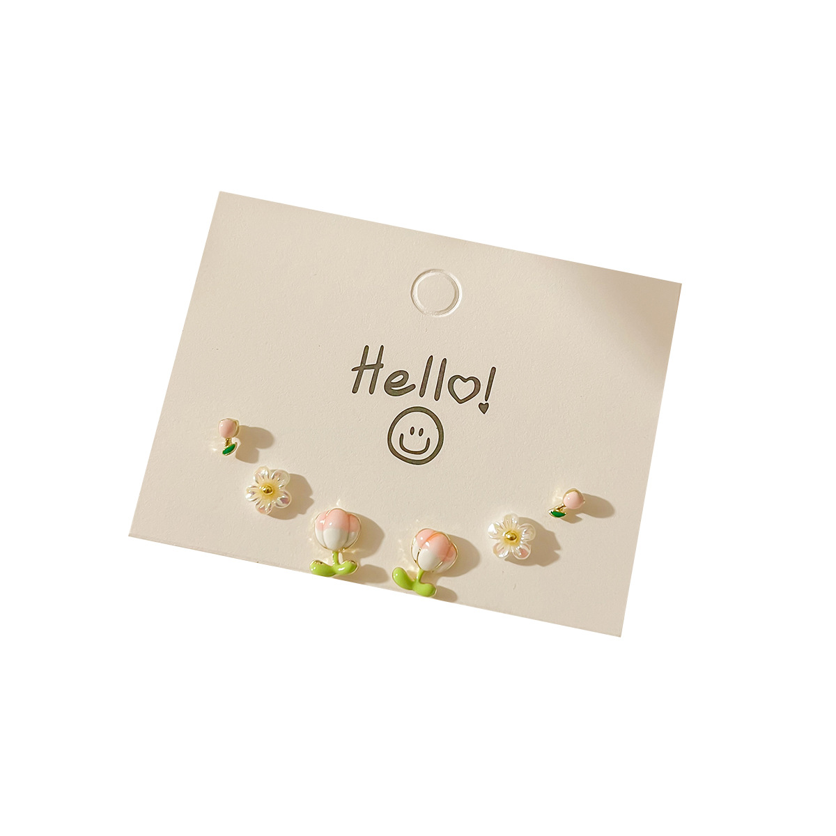 Summer new sweet women's silver needle ear studs, ear bone studs, pink cute flowers, simple and versatile, exquisite ear studs wholesale Item Picture