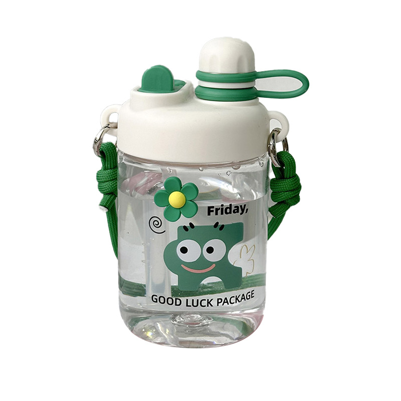 Summer new style with straw, high-temperature resistant, high appearance level, cute water cup, simple Korean version portable double-drinking plastic cup for students Item Picture